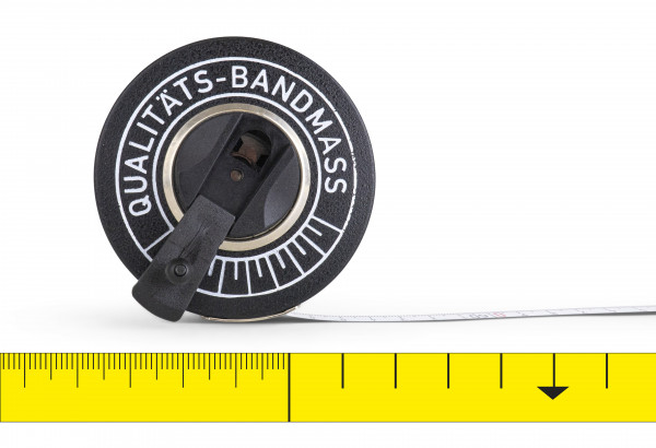 Weiss Kapselmessband aus Stahl - Gelb lackiert - 13 mm